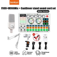Bonkyo F999 White Sound Card+M998Mic Live Radio Song Universal Professional for Cells and Computers