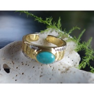 Natural Old Turquoise Ring 3.8g Live Mouth Antique Art Play Tibetan Mountain Legend
