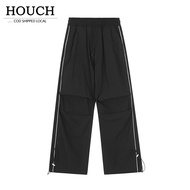 HOUCH COD Baggy tracksuit Straight Cut Cargo Pants Men Seluar kargo lelaki - Black