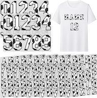 8 Sheets 176 Pcs 2 Inch A-Z Iron on Vinyl Letters & 3.6 Inch 0-9 Iron on Numbers Set, Iron on Letter