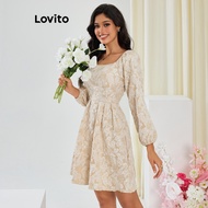 Lovito Romantic Plain Jacquard Dress for Women LBL12183