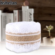 HSHELAN Hessian Jute Ribbon, Lace Vintage Burlap Lace Ribbon, Ribbon Jute White Jute Lace Ribbon Cra