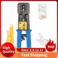 1Set Through Hole Crystal Head Sheath Network Tool Wire Stripper Extruded Crimping Net Wire Pliers Set Multi-Functional