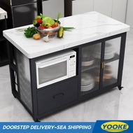 YooKe Cupboard Luxury Marble Light Kitchen Movable Island Integrated Cooking Table Open Dining Cabin