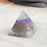 【白水晶+紫水晶+綠幽靈】奧根能量塔Orgonite (6cm/5cm/4cm)