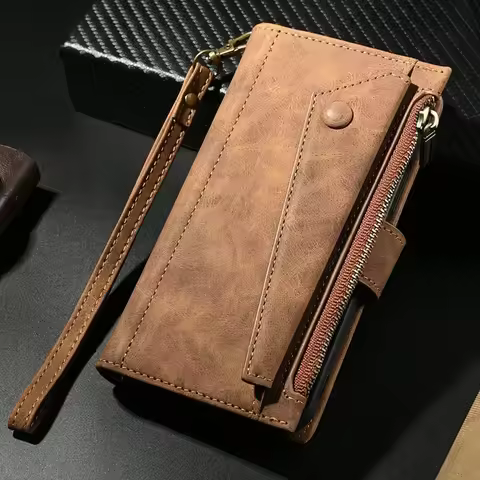 Zip Leather Book Capa for Motorola Moto G56 G86 G66J G85 G84 G24 G05 Luxury Case RFID Wallet Phone G
