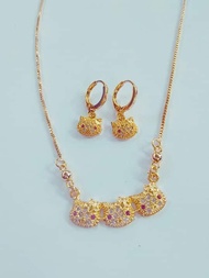 Hello Kitty 3 Necklace And Hello Kitty Earrings Set