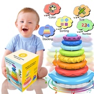 Baby Toys Montessori Stacking Rings Toys Tumbler Toys built-in Ringing Bells with 7 Colorful Rings Early Learning Toys Gift for 1 2 3 Years Old Girls Boys