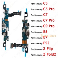 For Samsung Galaxy F52 Z Flip Fold2 C5 C7 C9 Pro E5 E7 Charge Board Usb Connector Charging Port PCB Socket Spare Parts