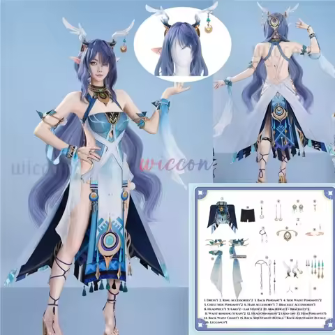 Genshin Impact Lauma Cosplay Costume Wig Dress Halloween Party Accessory Set