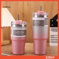 [EY] 600/900ml Thermal Cup Large Capacity Glitter Powder Stainless Steel 20/30oz Handy Insulated Cup Coffee Tumbler with Straw Daily Use