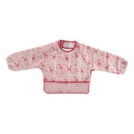 Richell 外出午餐寶寶 長袖防水餐用圍兜 粉紅色