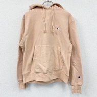 古著Champion Reverse Weave 衛衣/連帽衫，鮭魚粉紅色，M 碼