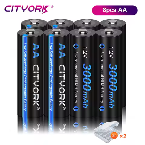 CITYORK 4-16PCS 1.2V AA NIMH Rechargeable Battery 3000mAh AA HR6 NI-MH Batteries AA Cell With LCD 1.