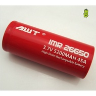 AWT 26650 5200mAh Li-ion Rechargeable Battery Set – High Power for Flashlights Vapes & Electronics