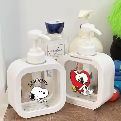 1PCS Snoopys Soap Dispenser White Liquid Lotion Hand Pump Soap Dispenser Refillable Shampoo Bottle P