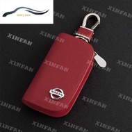 XF Leather Car Key Bag Keychain Remote Key Case Cover Holder Wallet Bag Pouch Anti Loss Accessories for Nissan Almera Grand X Trail Lixina Navara Serena Sylphy Teana Vanette