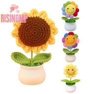 [risingmpS] 1 Piece Creative Artificial Flowers Cute Crochet SunFlower Pots Knitted Flower Graduatio