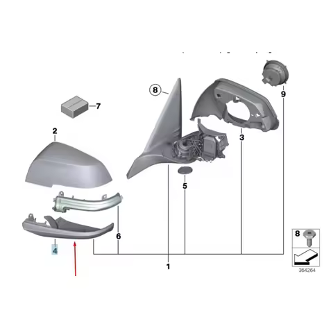 Right Rear Mirror Lower Cover for BMW For F20 F21 F30 E84 Models with OEM 51167284128 Replacement fo