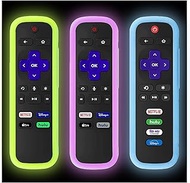 3Pack Remote Case for Roku | TCL | Hisense Roku Remote | Silicone Universal Protective Controller Sleeve for Roku Express 4K+ 2021 | Roku Streaming Stick 4K 2021 Cover with Lanyards Glow in The Dark