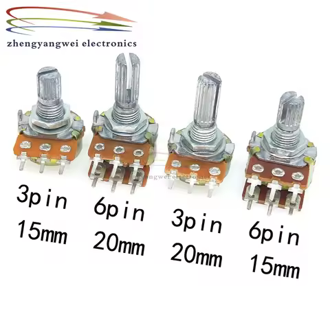 2pcs WH148 3pin 6pin 15mm B1K B2K B5K B10K B20K B50K B100K B250K B500K B1M Potentiometer 1K 2K 5K 10