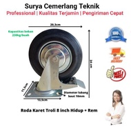 Live Brake rubber trolley wheels 8 inch door display trolley wheels.