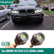 60W LED Angel Eyes Light Ring Headlight Canbus For BMW X5 series E53 3.0i 4.4i 4.6is 4.8is m54 M62 N