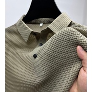 Pocket polo Shirt/Men's polo Shirt/polo Shirt t Shirt/Pure Cotton polo Shirt/Men's Short-Sleeved polo Shirt/Summer Men's High-End t Shirt Ice Silk polo Shirt Short-Sleeved Lapel Breathable High-End Mesh Shirt Collar Solid Color Fashion