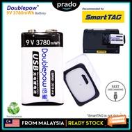 PRADO USB Rechargeable 9V Battery 3780 mWh Li-ion Battery Smart Tag
