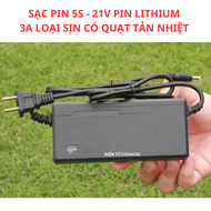 Sạc pin 5S - 18 21V 3A cho pin Lithium loại tốt có quạt tản nhiệt LED báo đầy.
