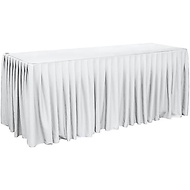 Willinglong 16 ft x 28 Inch White Stage Skirting Portable Stage Skirt Cloth Shirred Pleat Cover for 