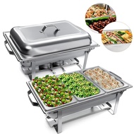[SG In Stock]11L Buffet Set With Warmer Stainless Steel Square Buffet Stove Container Food WarmerHT9