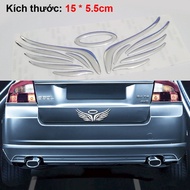 Embossed 3D Angel Wings Logo Sticker for Car Decoration, Motorcycle Mask, Laptop, Apple tablet Silve