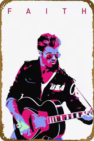 GEORGE MICHAEL Music Plaque Poster Metal Tin Sign 8" x 12" Vintage Retro Wall Decor