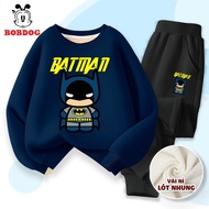 BOBDOG boys' winter outfit Set, warm velvet flannel autumn and winter outfit with Batman print RU1-B