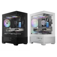 GAMDIAS Aura GC9M Elite ARGB - Aesthetic Panoramic Tempered Glass Mid Compact Tower m-A Gaming Case 