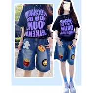 shorts for women Loose High-Waisted Wide-Leg Denim Shorts for Women