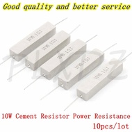 【♚】10pcs 10W 5% Cement Resistor Power Resistance 0.1 ~ 10K 0.1R 0.5R 10R 50R 0.22 0.33 0.5 1 2 5 8 1