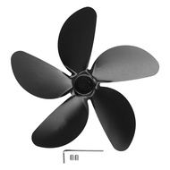 Universal Black Aluminum Alloy Fireplace Fan Blade - Heat Powered Stove Fan Replacement 5 Leaf