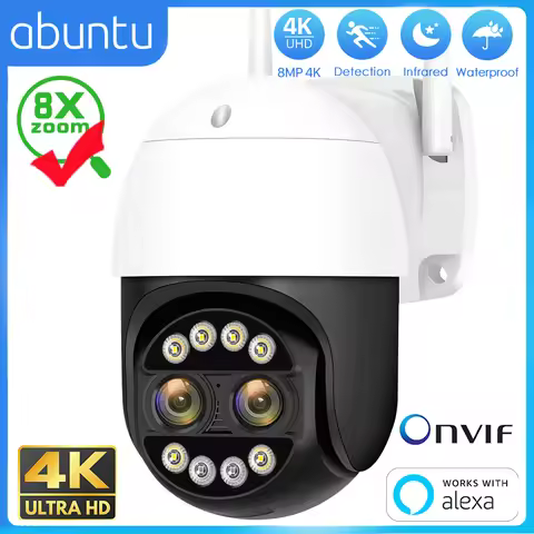 8MP 4K 8X Zoom IP Camera Wifi Outdoor 2.8+12mm Dual Lens Surveillance Camera 35M Night Vision Auto T