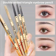 Double Head Eyebrow Pencil with Brush Ultra Fine Triangle Eye Brow Pen Long Lasting Waterproof 4 Col