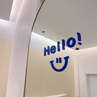 Wall Stickers~hello Smile Funny Simple Decorative Stickers Klein Blue Clothing Store Wall Glass Mirror Stickers