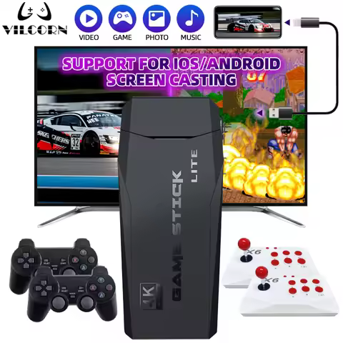 2024 Updated 4K Game Stick Retro Video Game Console For PS1/GBA/MD/Dendy 15+Emulator Support Screen 