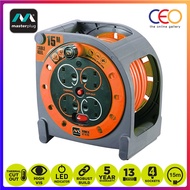 Masterplug Pro-XT 15 Meter 4 Gang Case Reel Portable Extension PVC Cable Size 1.25mm2 H05VV-F Orange