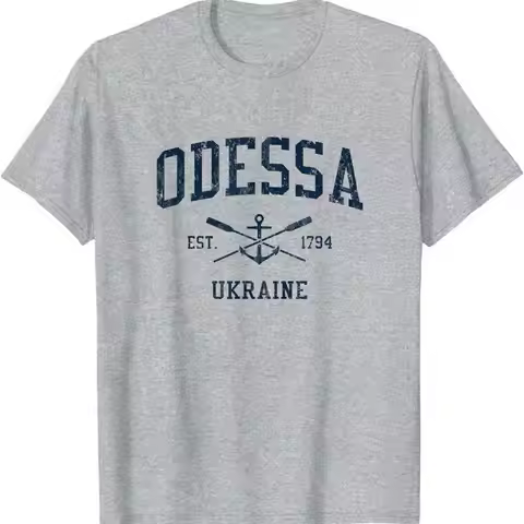Odessa Vintage Navy Crossed Oars Boat Anchor T Shirt