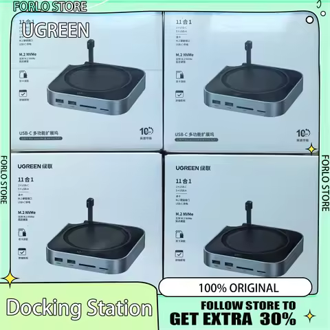 UGREEN 11-in-1 Docking Station for Mac Mini M4/M4 Pro | M.2 NVMe SSD 8TB, 10Gbps, USB-A/C, SD/TF Car