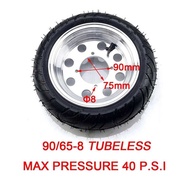 Inch ❧ 8 Tubeless Tyres & Rims Wheels 90/65-8 Front Tire &130/50-8 Tire For Honda Monkey Bike ❧