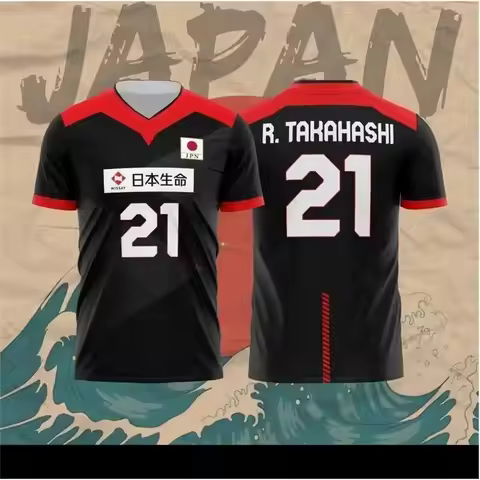 Japan Volleyball Jersey Men Women Clothes R.Takahashi No.21 Ishikawa No.14 Sports Casual Breathable 