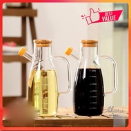 Akara Bamboo Glass Oil Jar Bottle 1000ML Kitchen Canister High Borosilicate Storage Bekas Minyak Mas