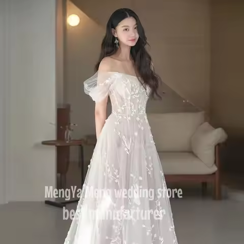 ZHUISHU 2025 Simple Elegant Prom Dresses Off Shoulder Korea Princess Dress A Line Customised Lace Ap